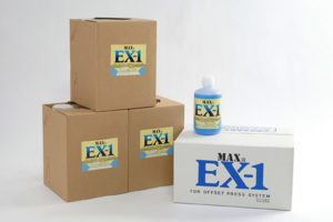 湿し水マックス液の製品案内のページ。マックス液、ネオマックス液、EX2、EX1などオフセット印刷で抜群の安定性を発揮する湿し水エッチ液